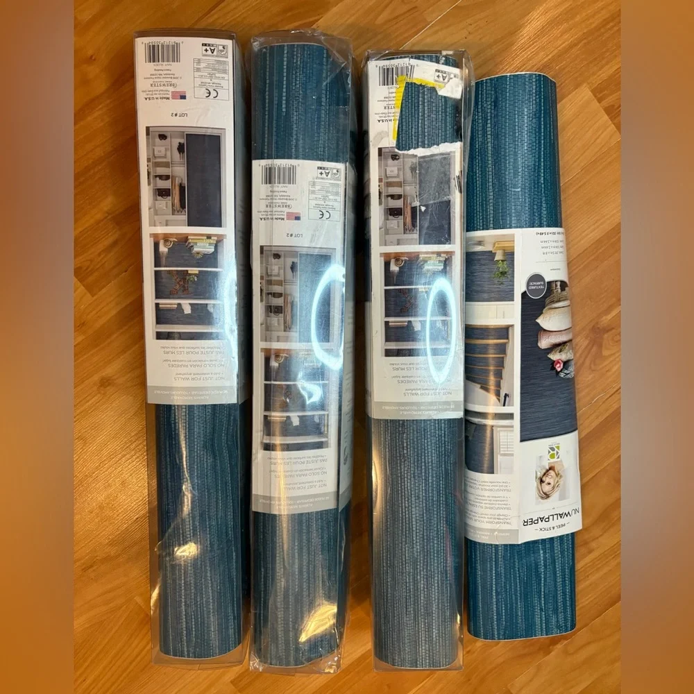 🔥NUWALLPAPER Textured Surface Grassweave Steel Blue NU2874 Peel & Stick NIOB